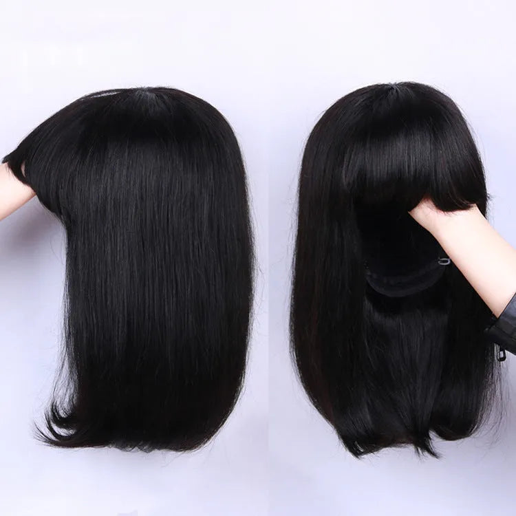 Unice Hair 10-inch black machine-made human hair wig for black women