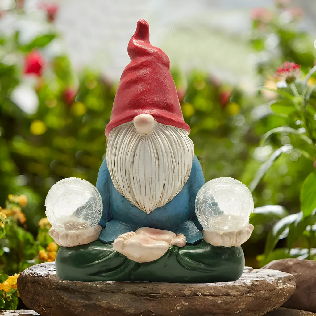 Solar LED resin dwarf doll garden ornament statue measuring 27cm tall