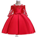 Simple style girls dress with lace detail in colours deep red, pink, red, white, or green.