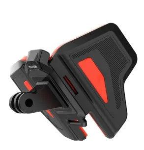 Black GoPro motorcycle helmet chin strap mounting bracket with silicone strap and stainless steel clip