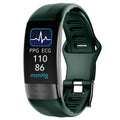 Smart health bracelet with ECG and blood pressure monitoring on wrist in black colour