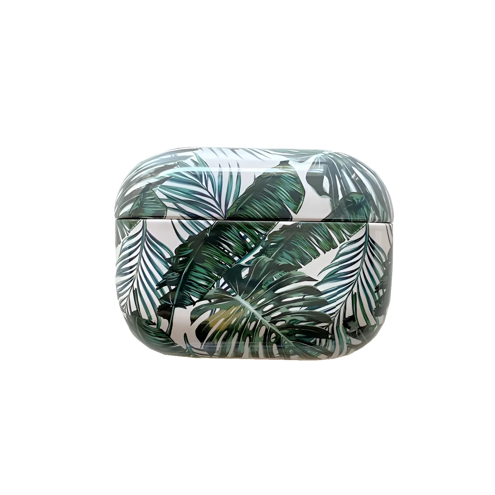 Blue and green banana leaf design soft TPU protective case for Apple AirPods.