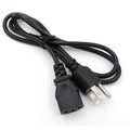 Black US plug power cord with 1.2 metre length and three-core cable showing plug connection