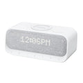 Anker Soundcore pink and white Bluetooth speaker with wireless charging top and LED display