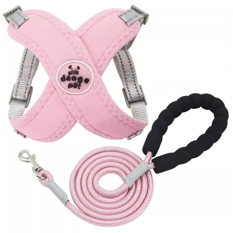 Polyester pet vest and hand-holding rope set available in four colours and sizes