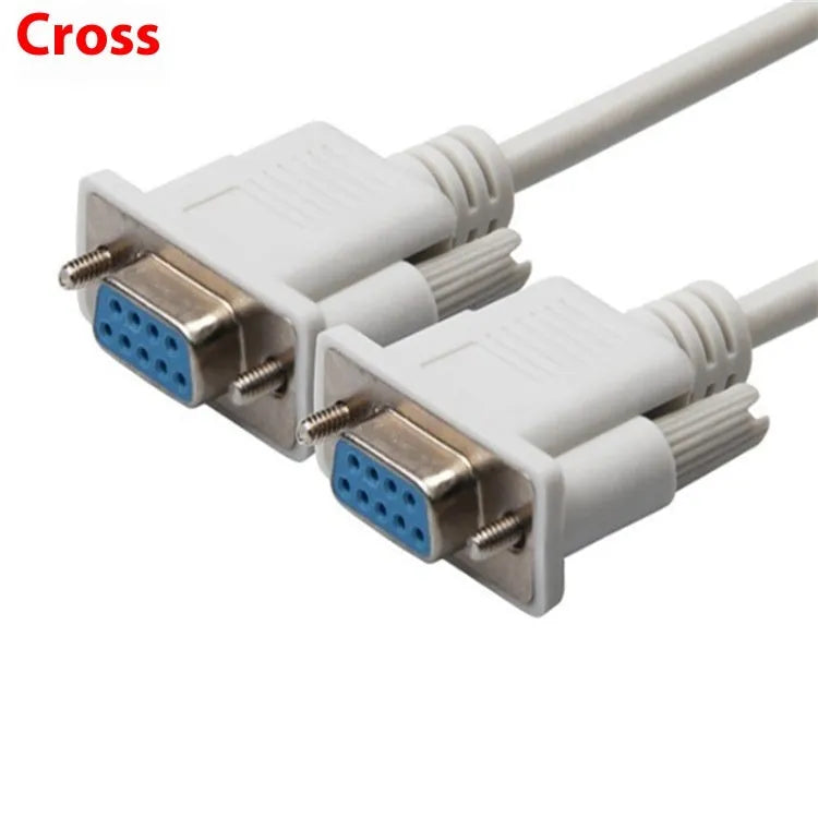 Milky white DB9 female-to-female serial cable measuring 1.5 metres in length