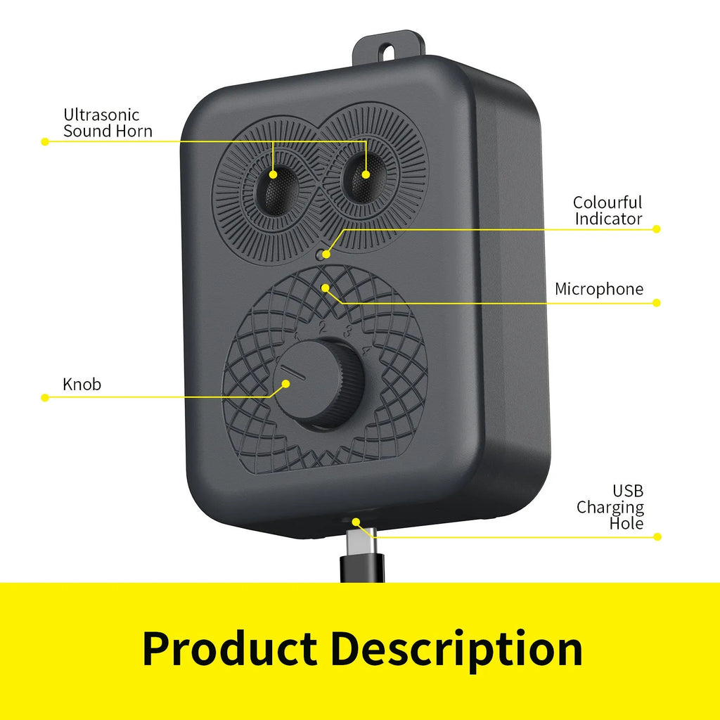 Black plastic rechargeable anti-barking dog trainer with data cable and hanging nail for dog training