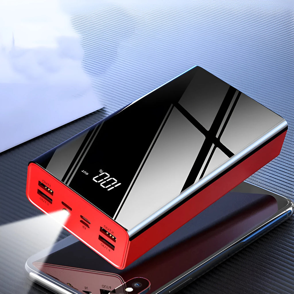 40000 mAh power bank with LCD display in Chinese red and black colours
