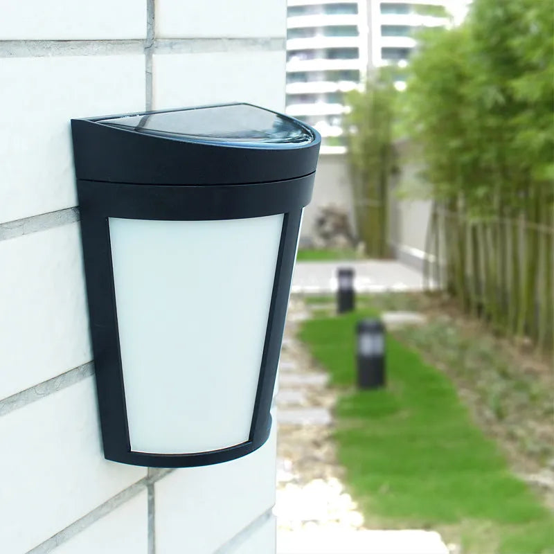 White solar wall lamp with 6 LEDs for outdoor garden lighting