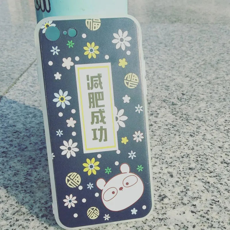 Transparent silicone phone case with blue and pink ice cream pattern for iPhone