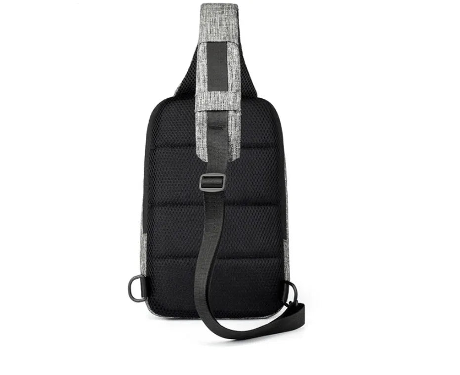 Oxford cloth waterproof chest bag with mobile phone compartment in dark blue, wine red, or light grey