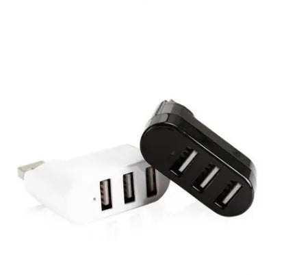Black and white USB hub splitter with multiple USB ports for computer expansion