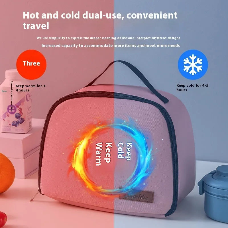 Insulated lunch bag with textured cloth construction in five colour options