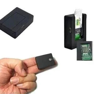 Black N9 mini car GPS tracker X009 with removable back cover showing SIM card slot