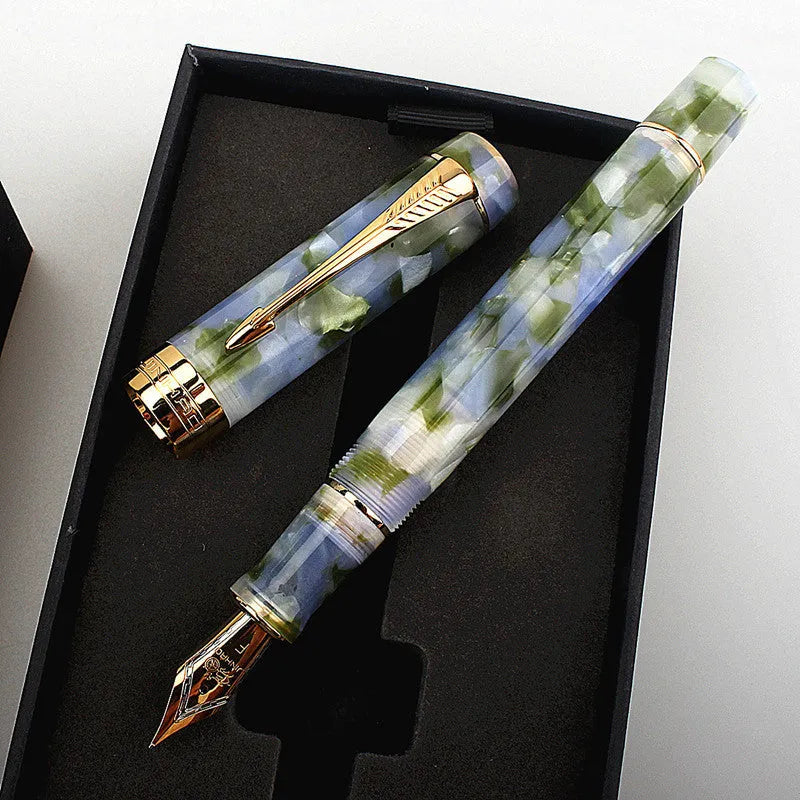 Deep bath green metal ballpoint pen showing three tip size options: 0.5mm, 0.7mm and 1.0mm