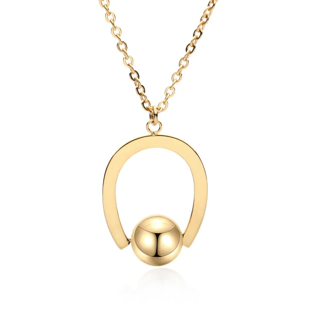 Stainless steel geometric necklace on adjustable 21-50cm cross chain in gold finish