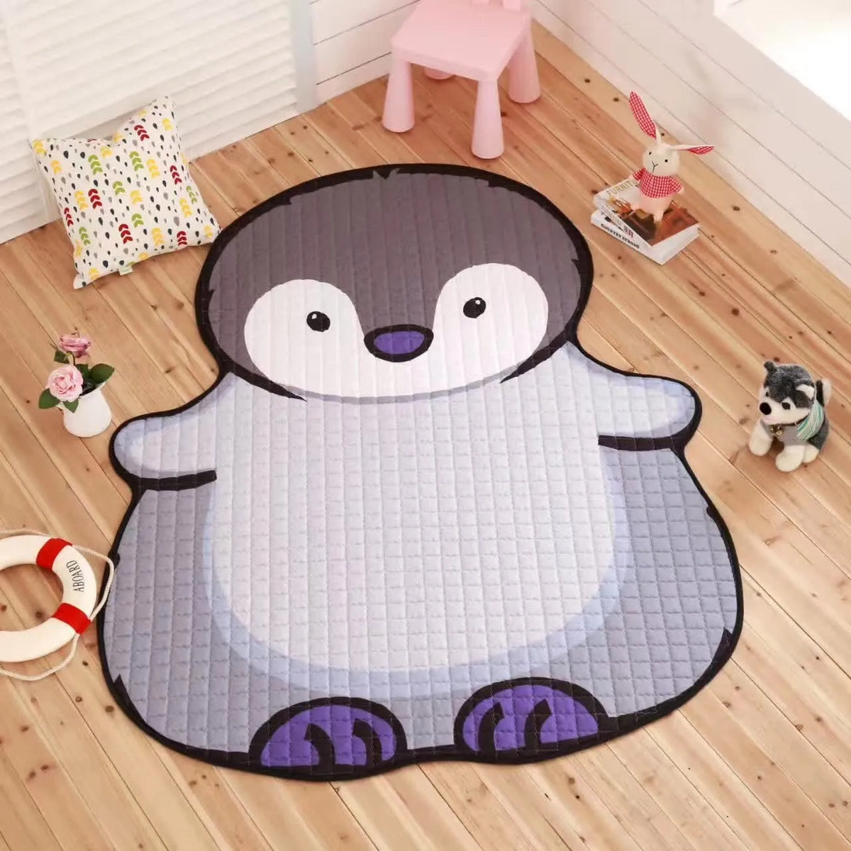 White tiger cotton baby play mat, 130x190cm or 100x140cm, 0.5cm thick, for living room floor play