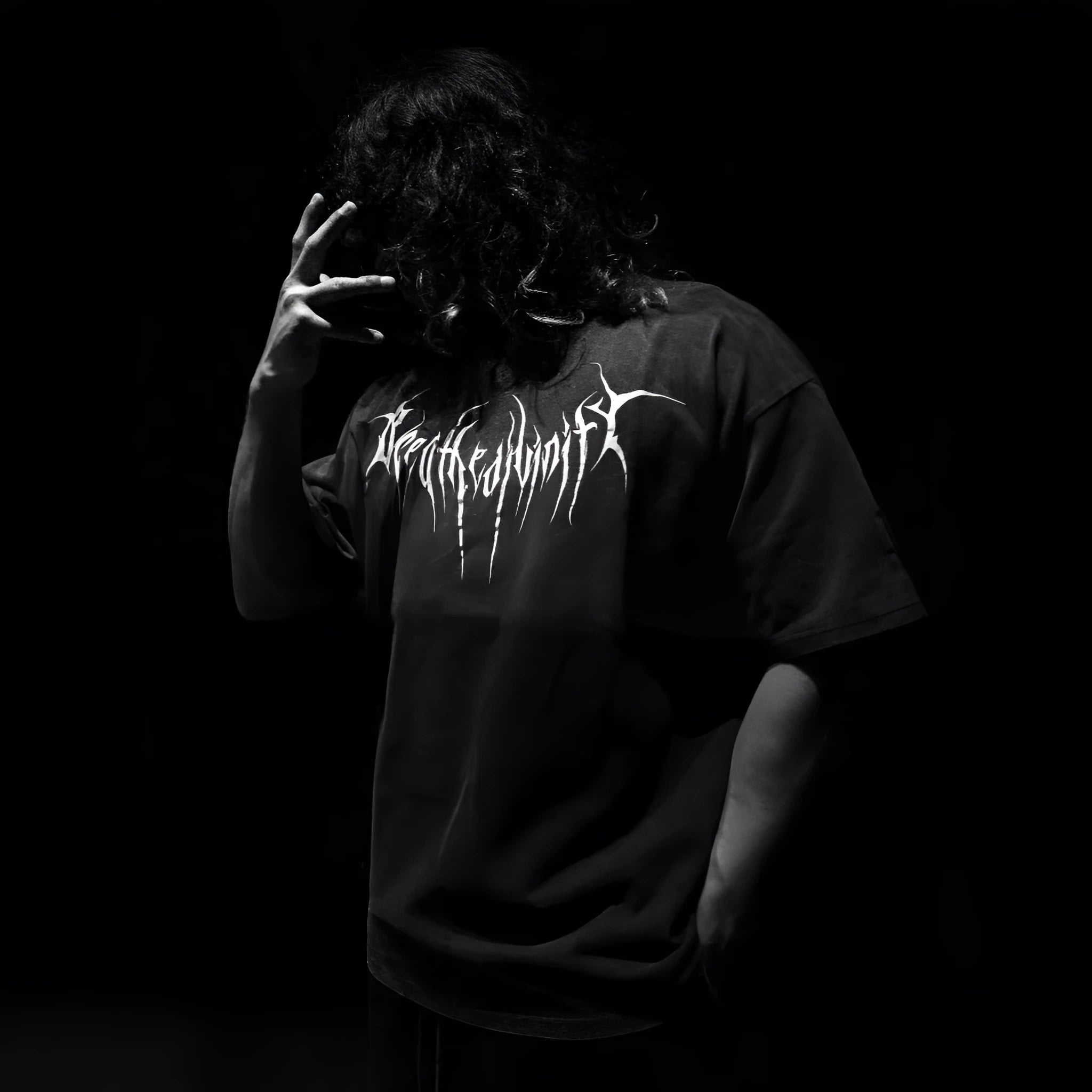 Men's dark coloured plus size cotton t-shirt with gold gilding detailing and short sleeves