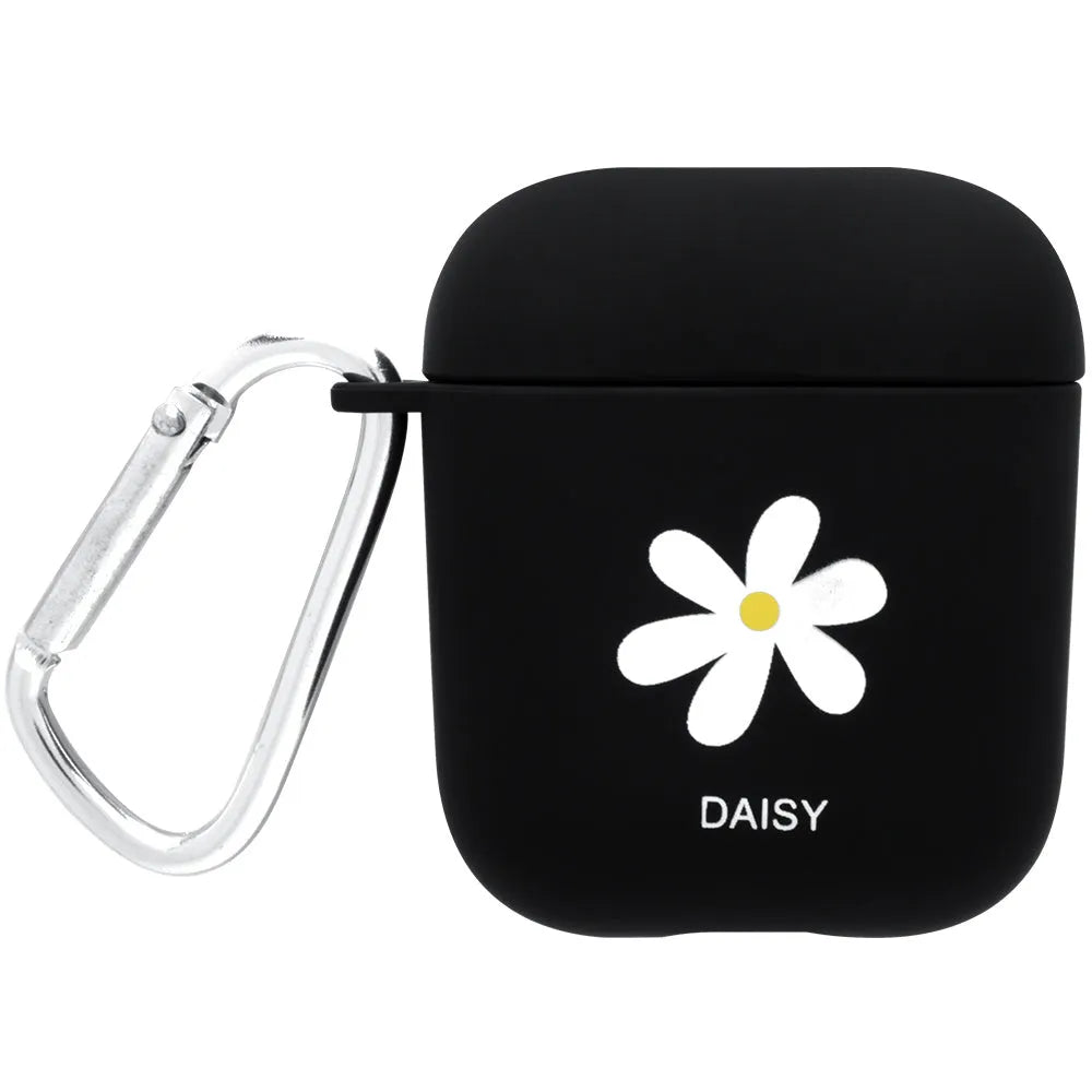 PC hard shell AirPods case cover with decorative pattern in black or pink colours