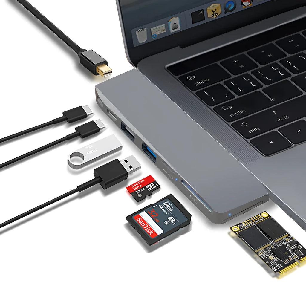 8-in-1 computer card reader conversion head for MacBook Pro with USB-C connection