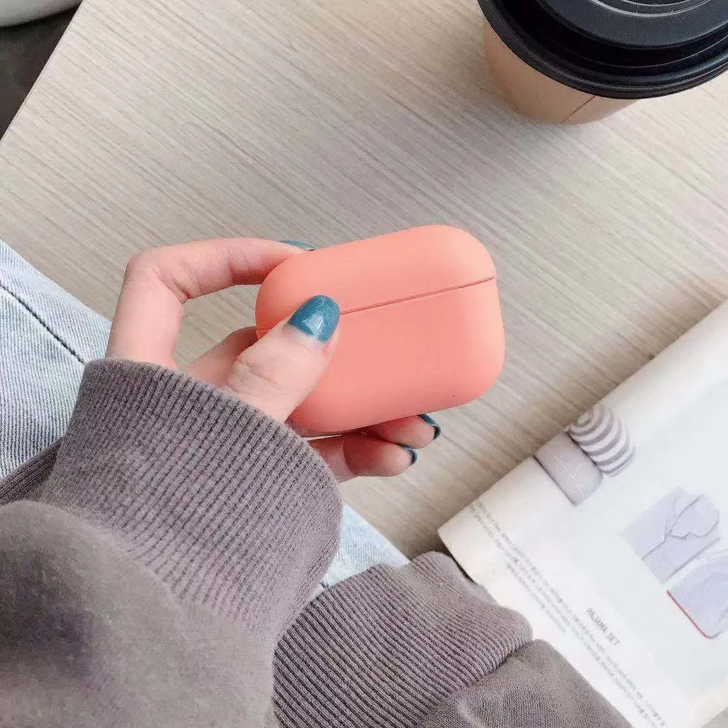 Plastic protective case for Apple AirPods Pro earbuds shown in one of 12 available colours.