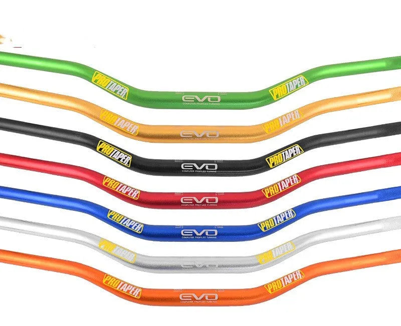 Orange aluminium alloy scrambling motorcycle handlebar showing 28mm diameter clamp area.