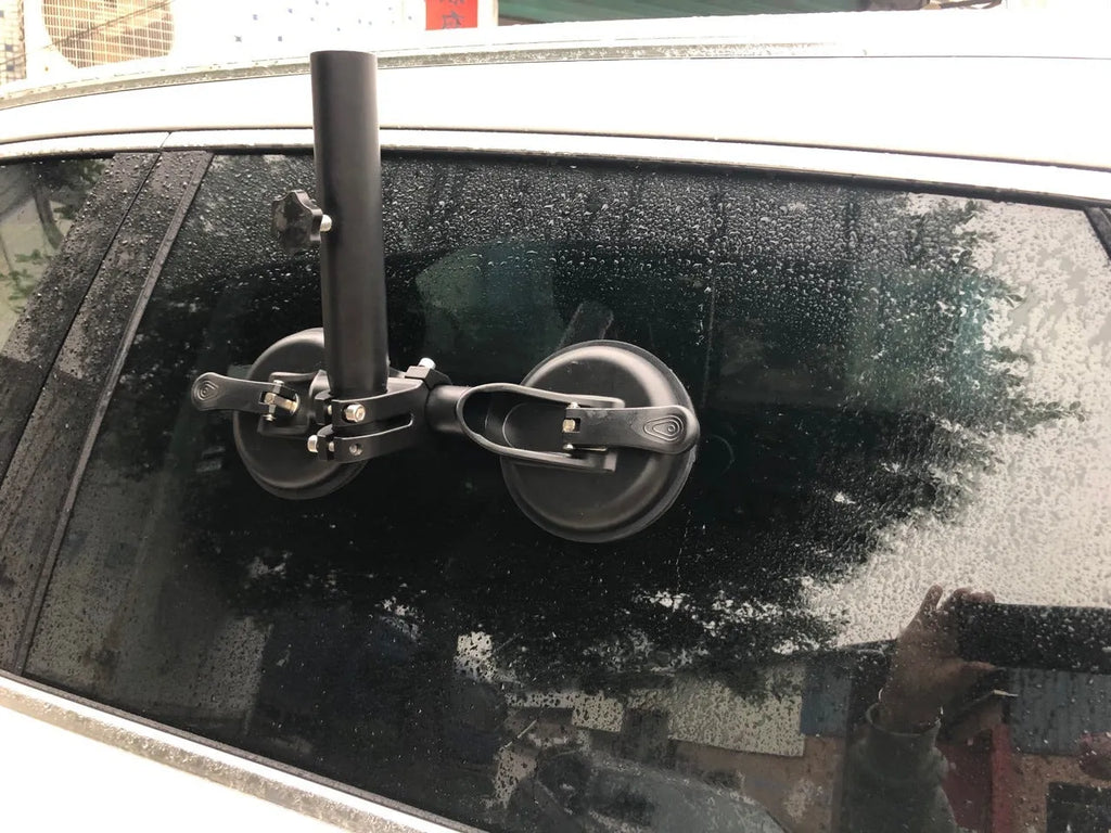 Black ABS off-road car sucker base with round rubber suction cup for vehicle window mounting