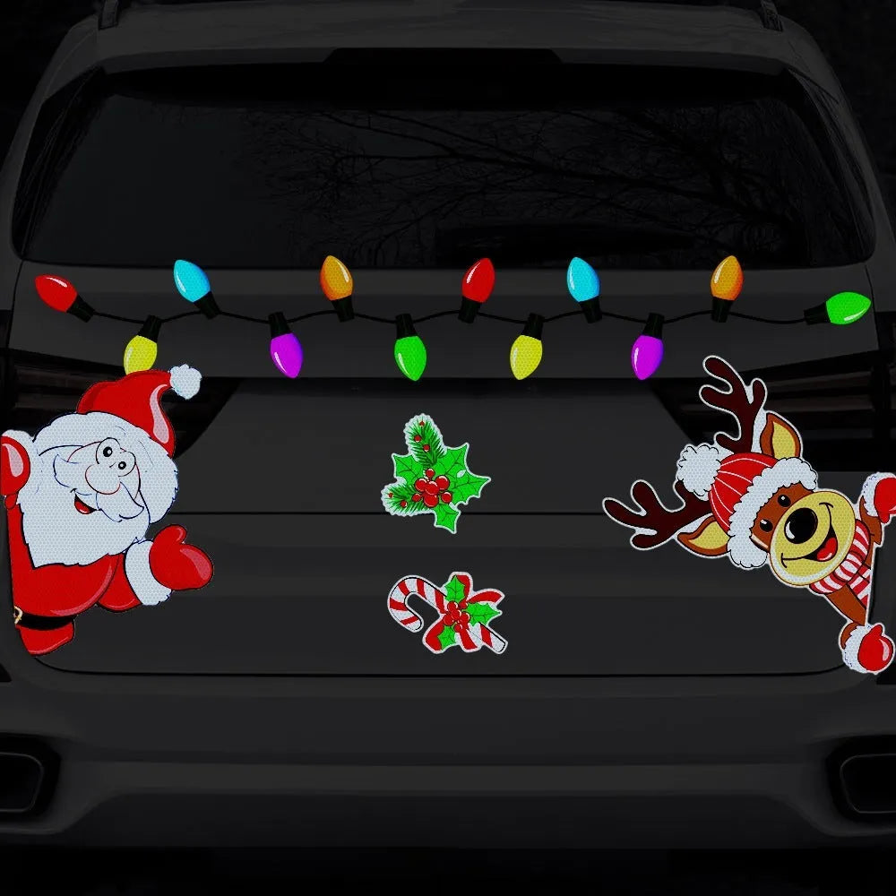 Christmas elk reflective magnetic sticker with cartoon design in medium size