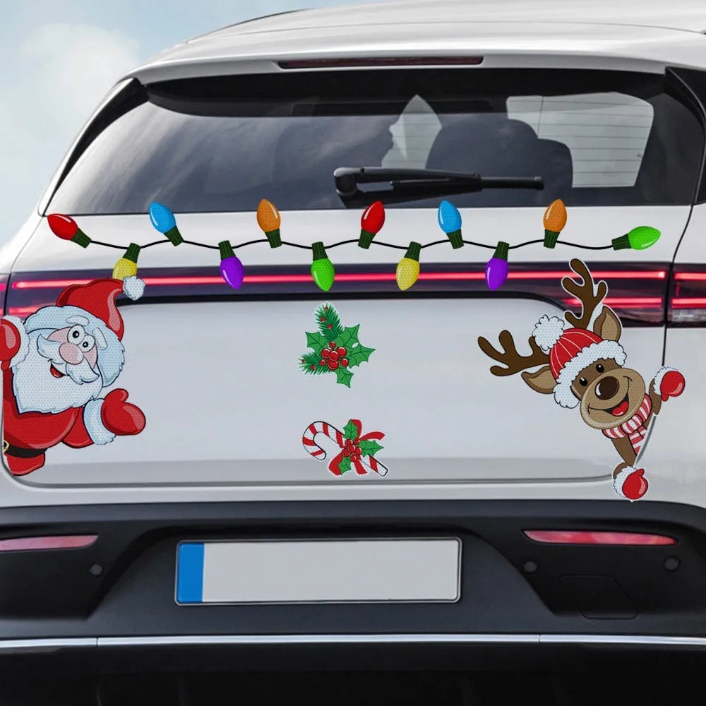 Christmas elk reflective magnetic sticker with cartoon design in medium size
