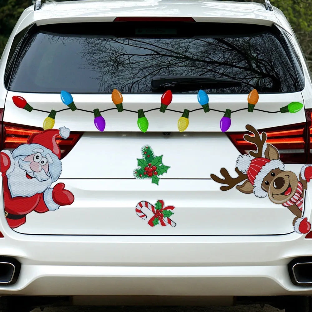Christmas elk reflective magnetic sticker with cartoon design in medium size