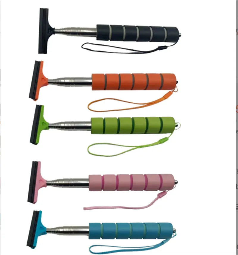 Retractable stainless steel car rearview mirror wiper extending to 100cm with rubber cleaning blade