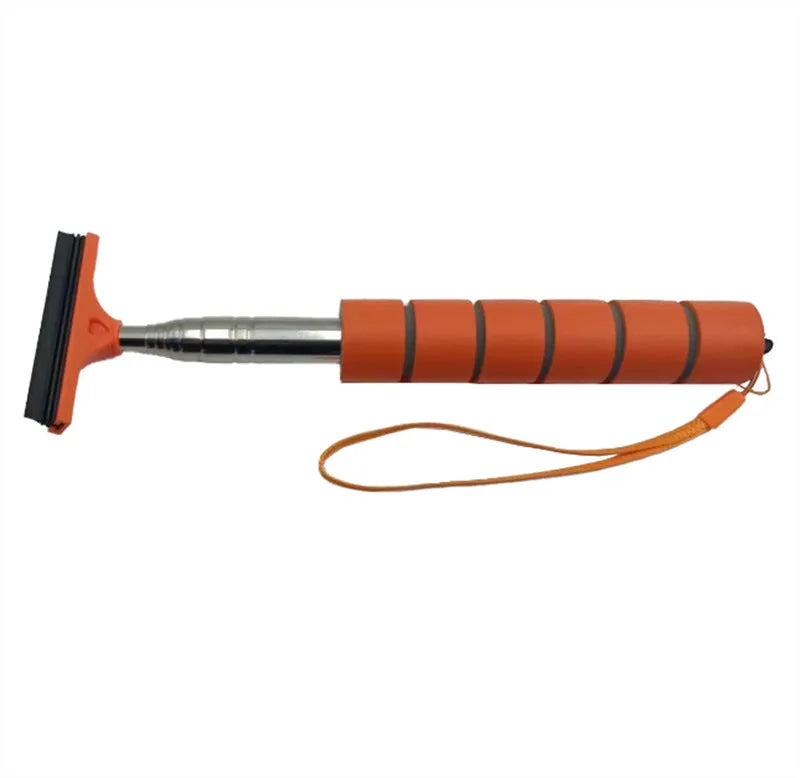 Retractable stainless steel car rearview mirror wiper extending to 100cm with rubber cleaning blade