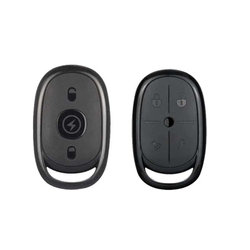 Compact ABS plastic 433MHz wireless car remote control duplicator on a keyring.