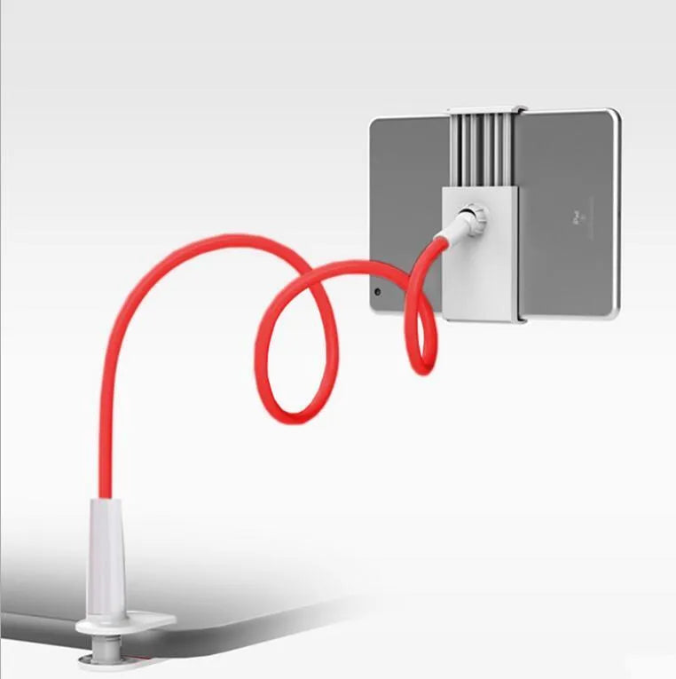Bedside oversize flat panel mobile phone holder with long flexible arm in various colour options