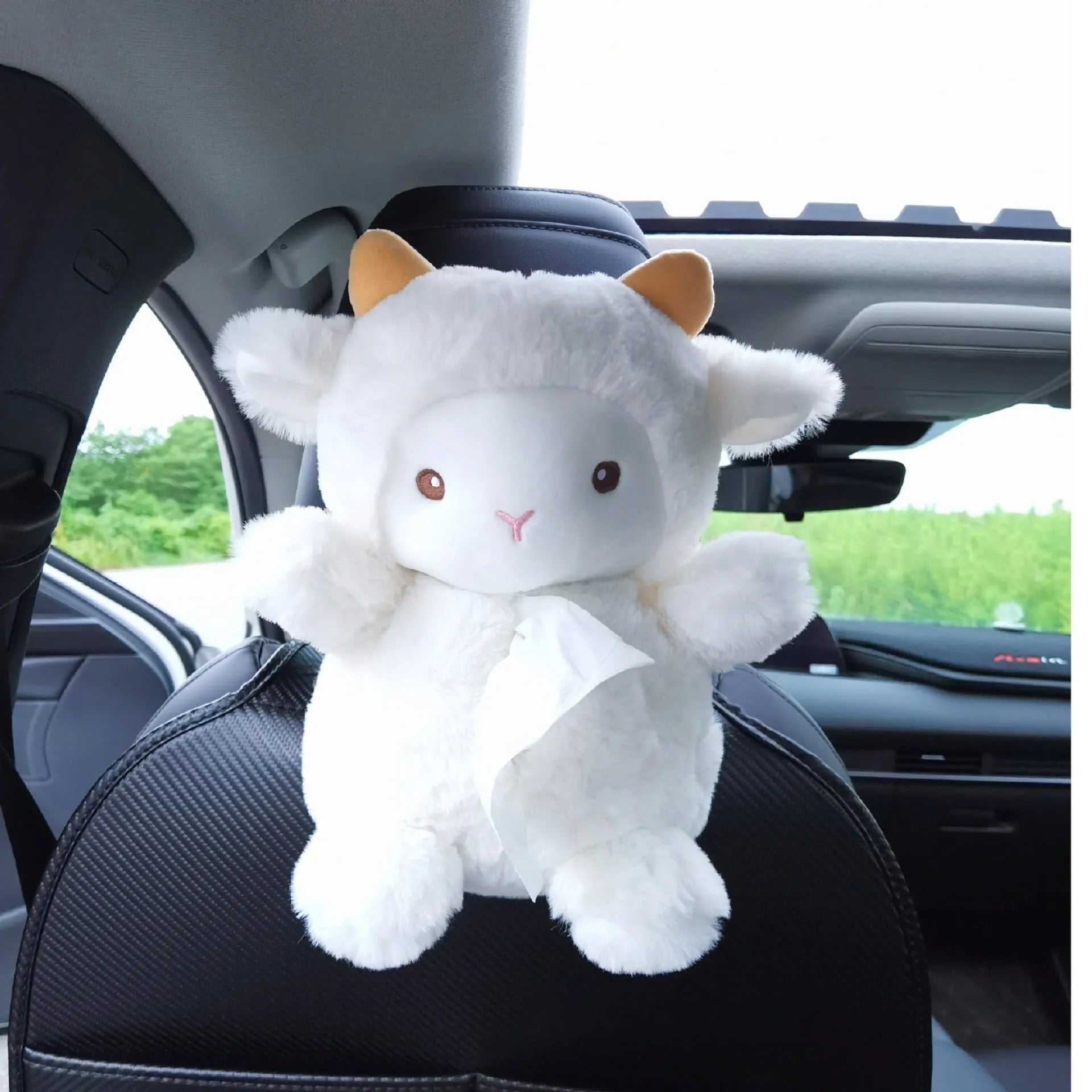Lamb design plush car tissue box cover for automotive and household decoration