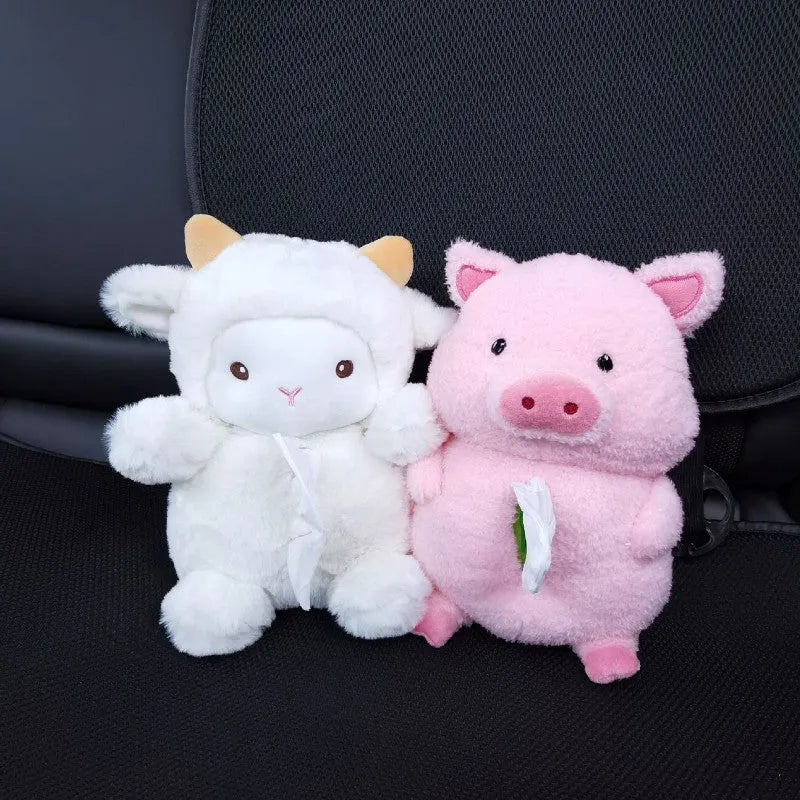 Lamb design plush car tissue box cover for automotive and household decoration