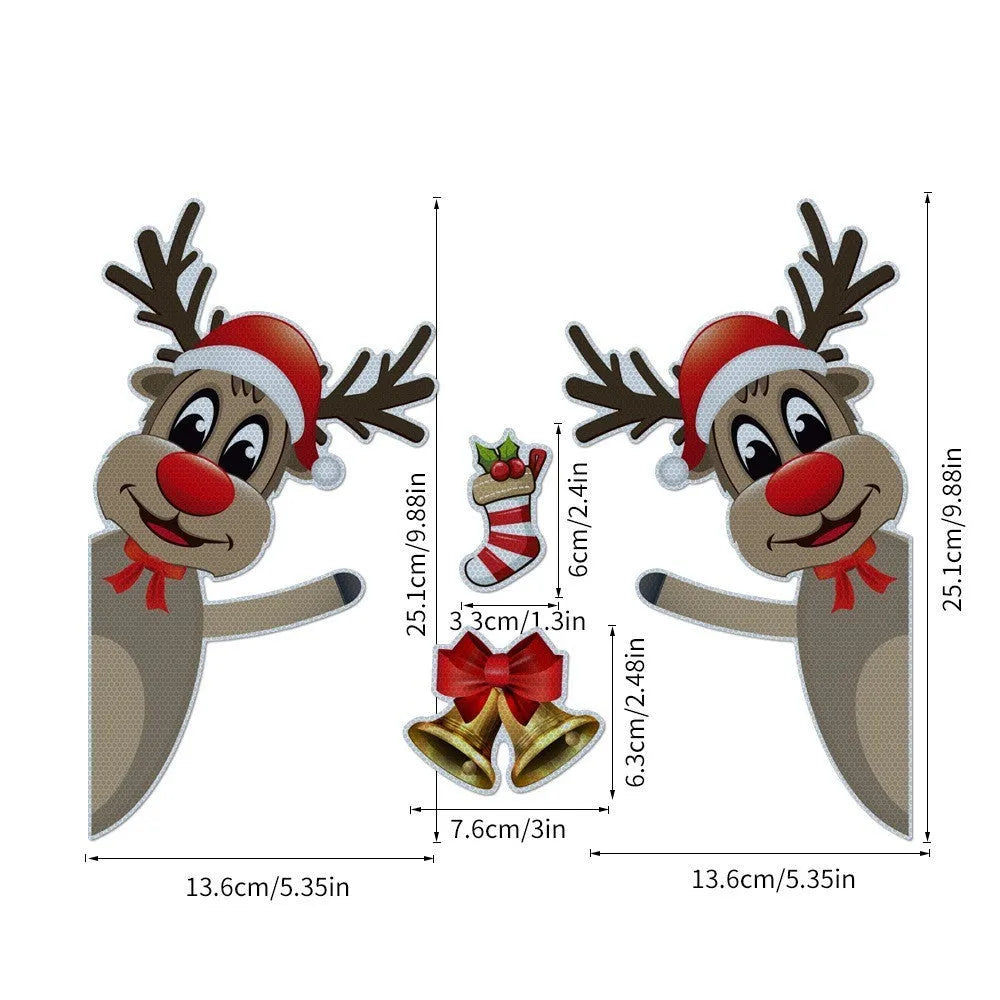 Christmas elk bell magnetic luminous reflective bumper sticker set on vehicle