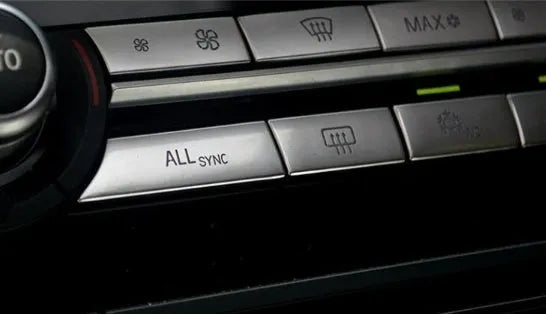 Silver car dashboard air conditioner button panel replacement set for climate control.