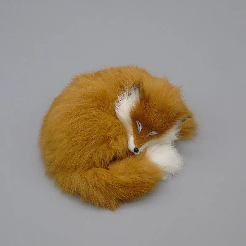Artificial white fox fur handicraft model 15cm tall for home or car decoration