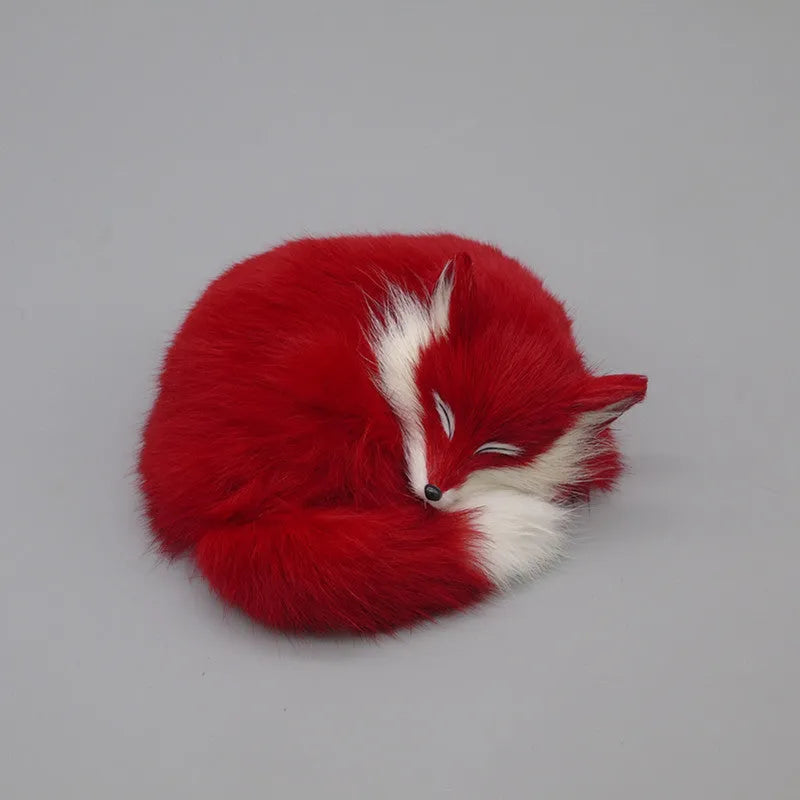 Artificial white fox fur handicraft model 15cm tall for home or car decoration