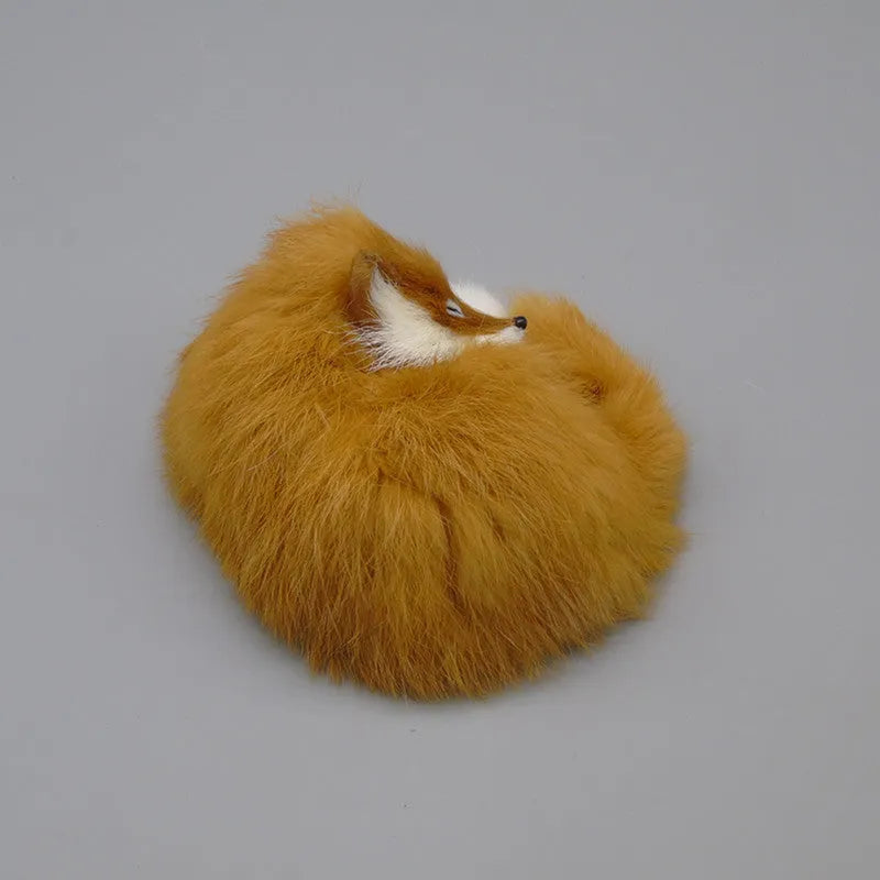 Artificial white fox fur handicraft model 15cm tall for home or car decoration