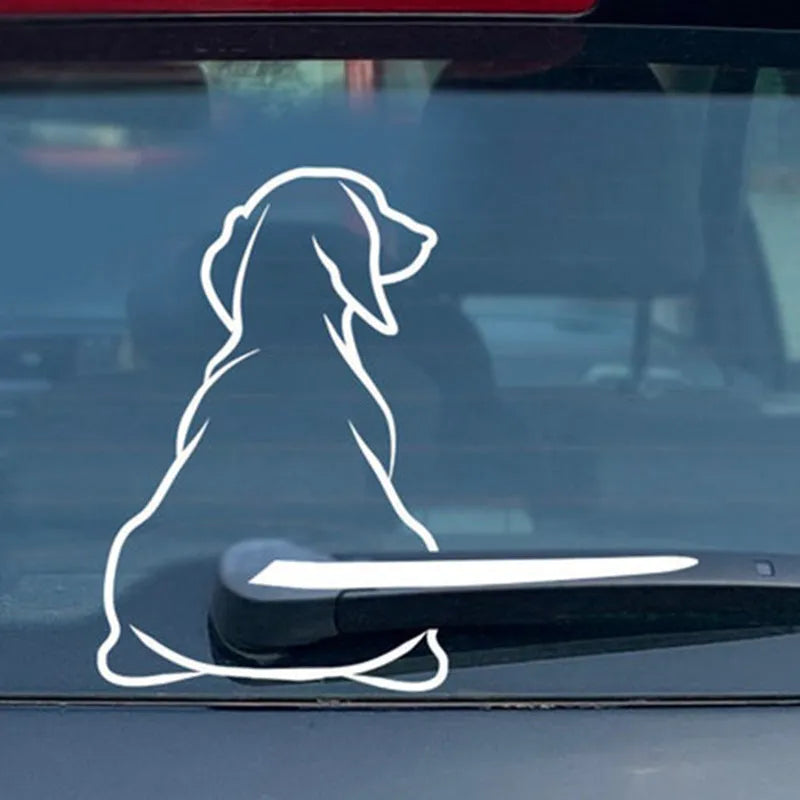 Black cartoon dog car wiper sticker showing dimensions 21cm by 33cm