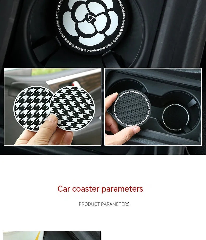 PVC car cup holder mat insert in choice of four patterns for door slot protection