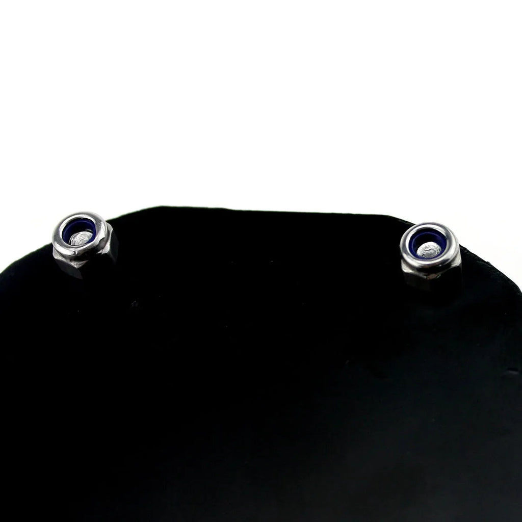 Black carbon fibre pattern motorcycle tax seal with metal alloy construction and six-corner screw