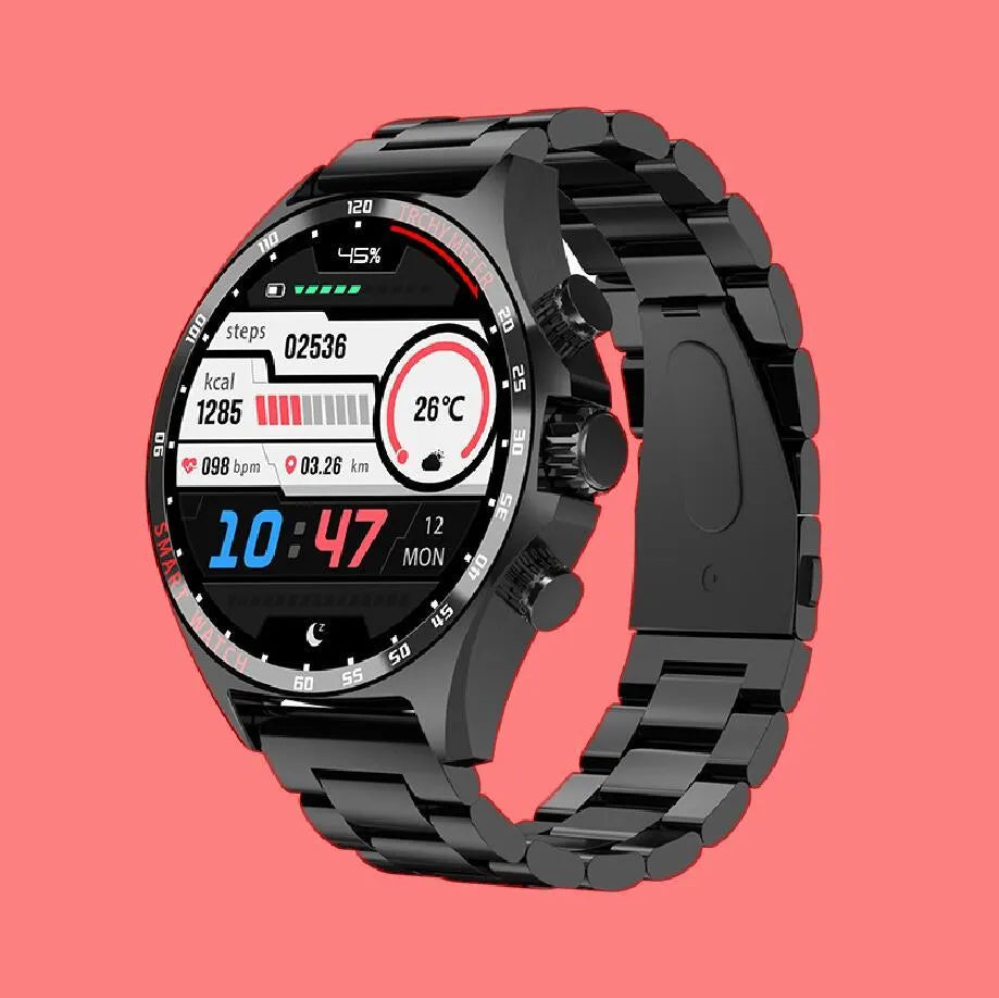 Smart watch with health monitoring functions including heart rate and blood pressure tracking on wrist
