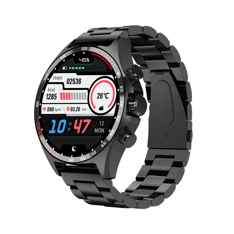 Smart watch with health monitoring functions including heart rate and blood pressure tracking on wrist