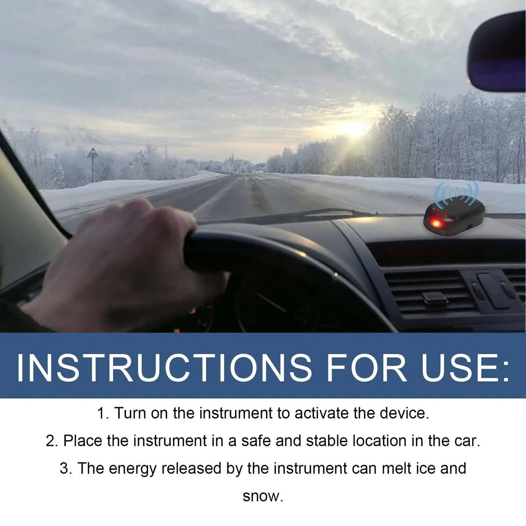 Black special glass car de-icer tool for winter ice and snow removal measuring 5cm long