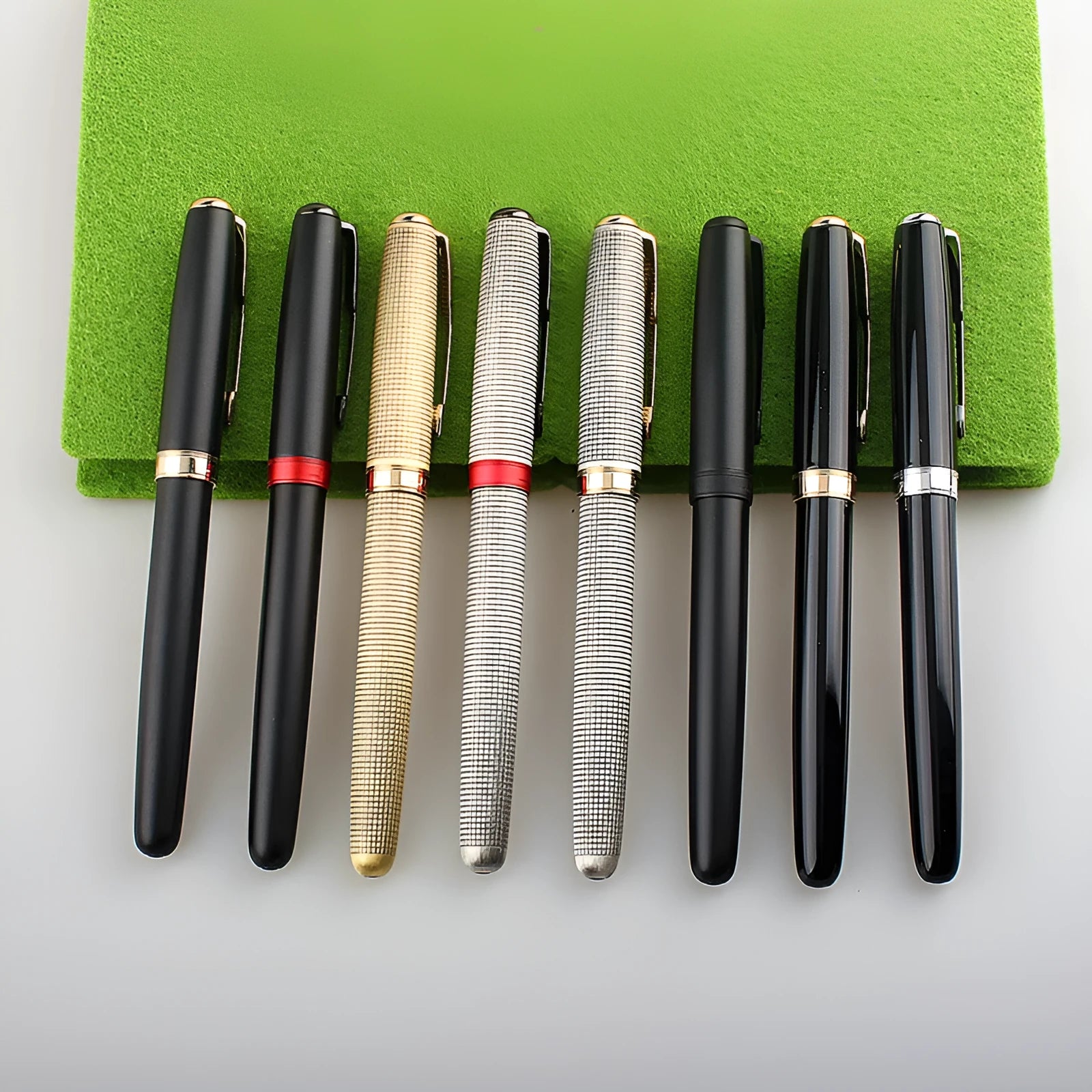 Stainless steel ballpoint pen with 0.5mm tip in various finishes