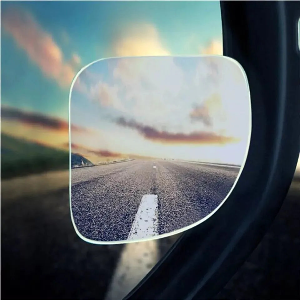 White glass car rearview mirror with 360-degree adjustable rotation for blind spot reduction