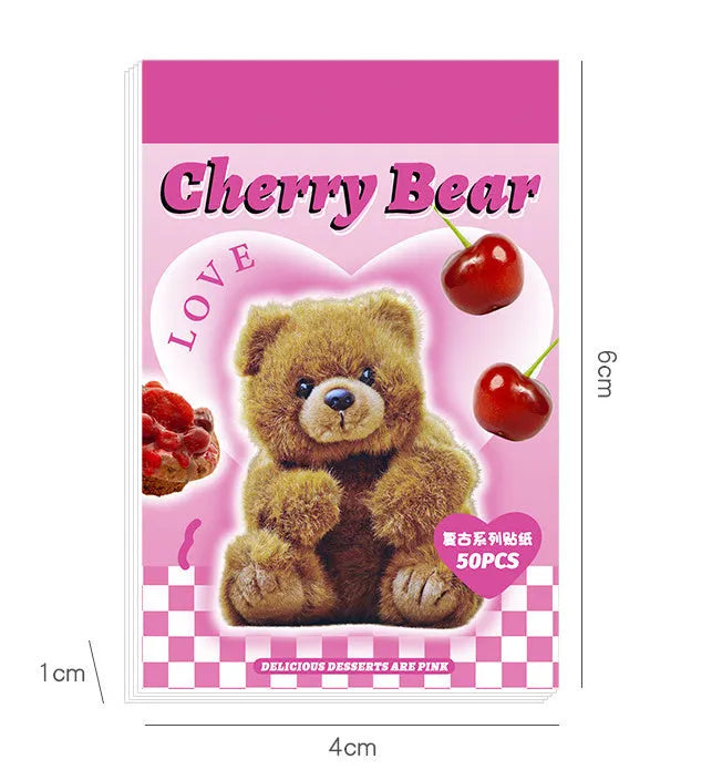 American retro cartoon style sticker book with multicoloured 4x6cm adhesive sheets.